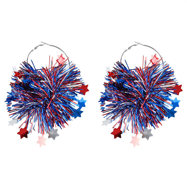 Women with eye-catching pompom hoops with lametta tassels and lightweight wire closure Kalsten
