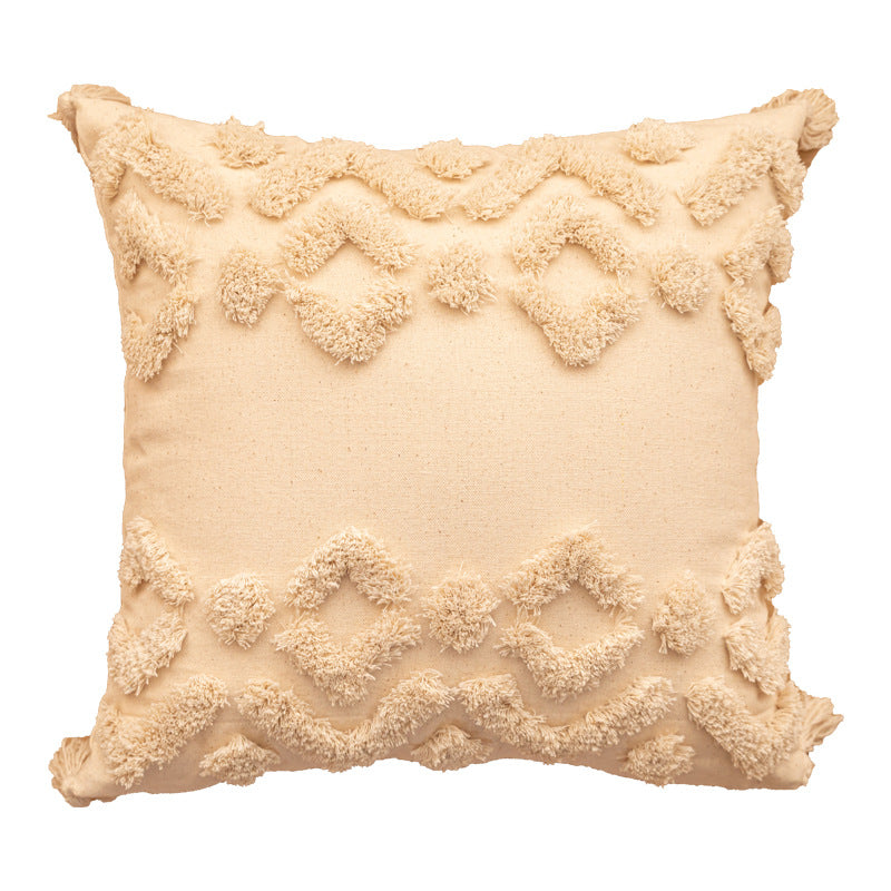 Structured Fringe Embroidered Cushion
