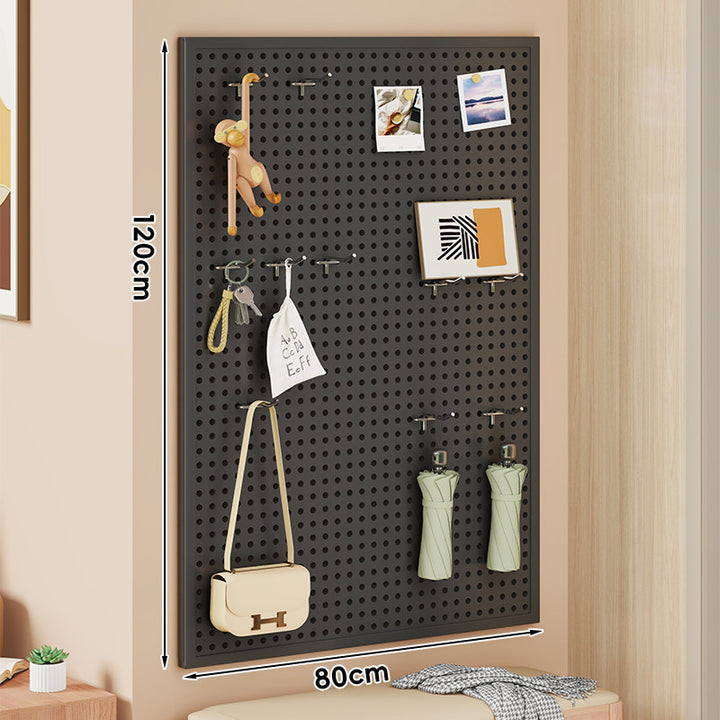 Wall-Mounted Perforated Pegboard Organizer Panel with Modular Hooks