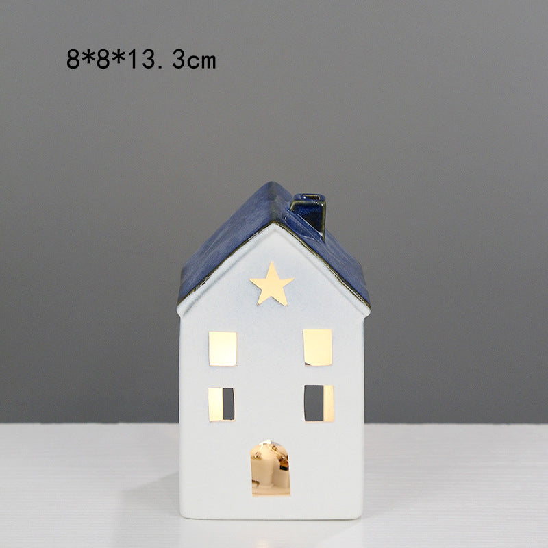 Ceramic House-Shaped Decorative Lantern Kalsten