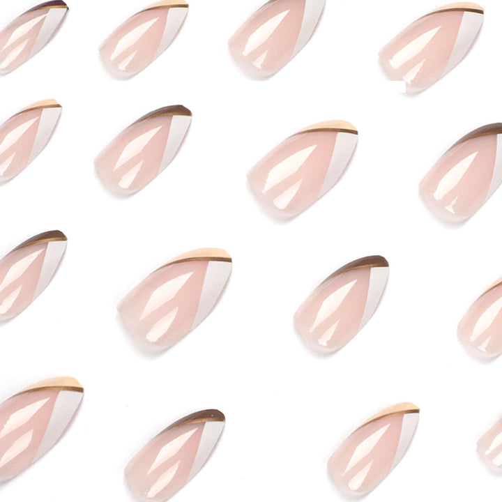 Artful nail art in elegant stiletto design with golden accents Kalsten