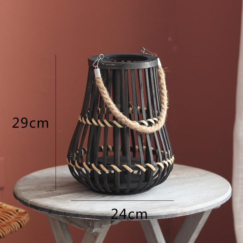 Handcrafted lantern made of wood and wicker Kalsten