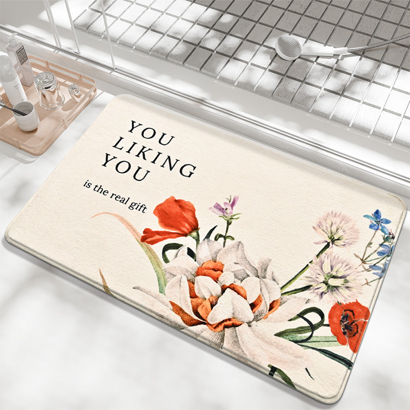 Decorative Floral Sayings Bath Mat Kalsten