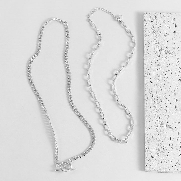 Elegant Silver Layered Chain Necklace Kalsten