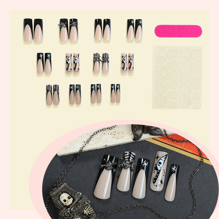Artistic Press-On Nail Set with Unique Gothic Designs kalsten