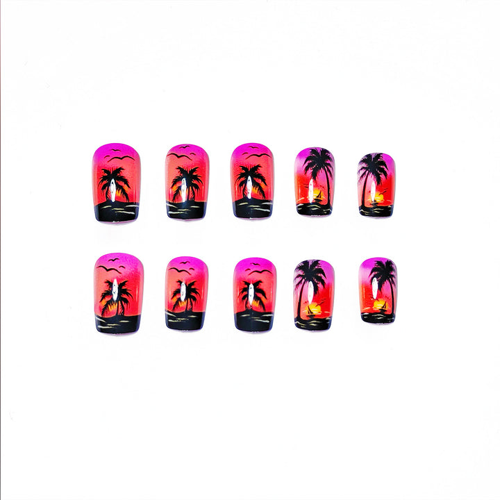 Artistic Sunset Beach Nail Art Kalsten