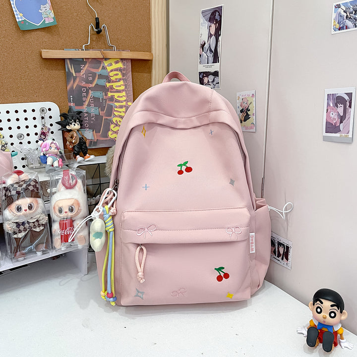 Cute Illustrated Cherry-Embellished Backpack Kalsten