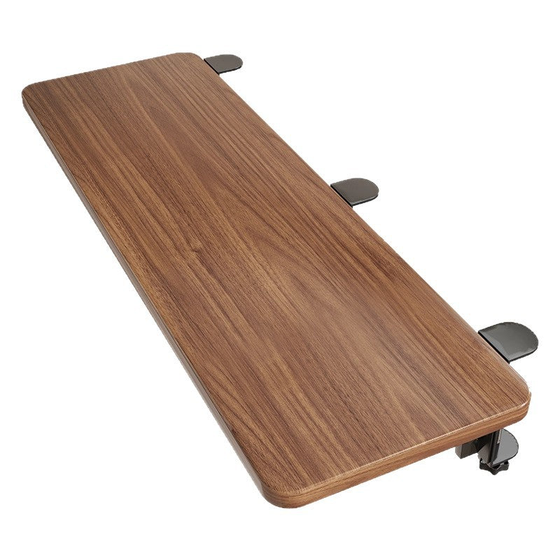 Clamp-On Dual-Tier Adjustable Wooden Desk Side Shelf Extension