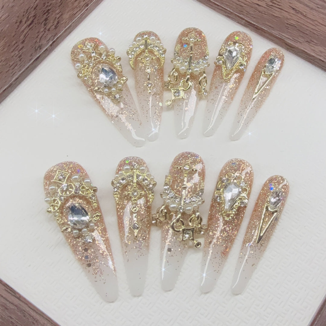 Glittering Decorative Press-On Nail Art Set