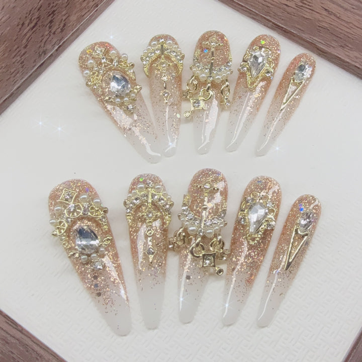 Glittering Decorative Press-On Nail Art Set