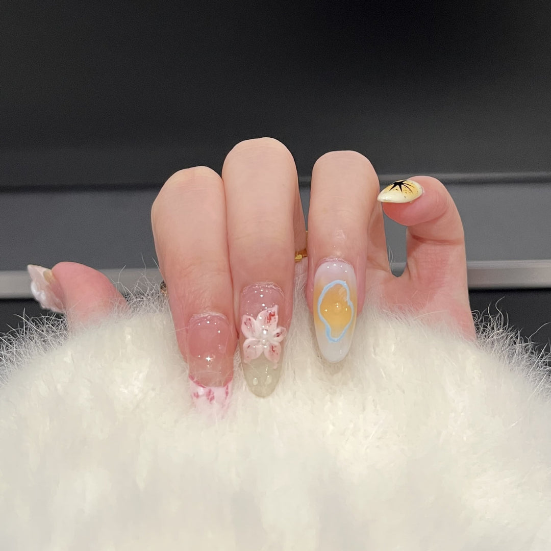 Artistic Floral Press-On Nail Art Set Kalsten