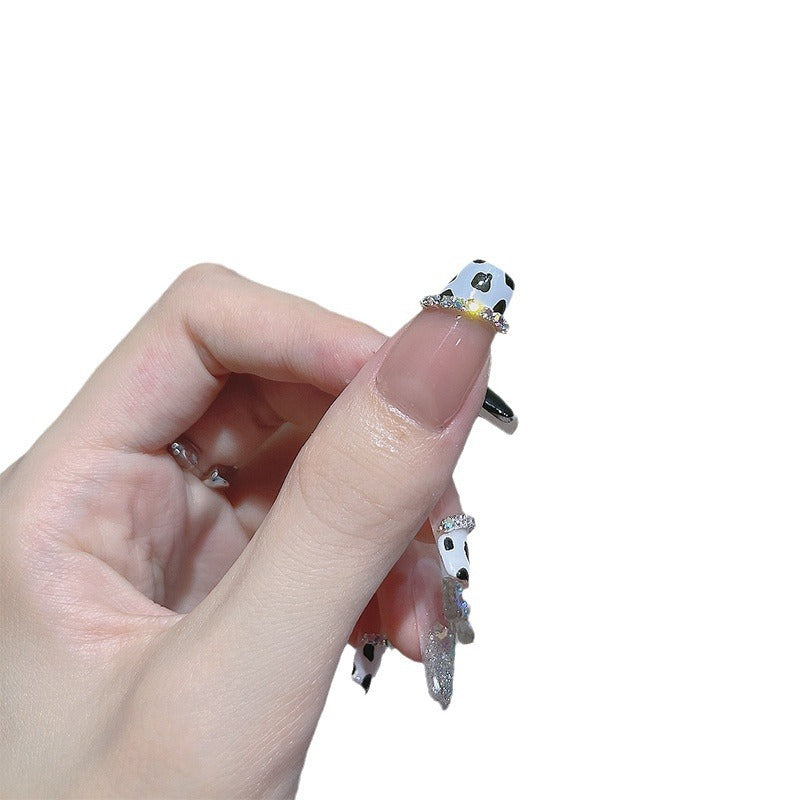 Decorative 3D Heart and Cow Print Nail Art Extensions