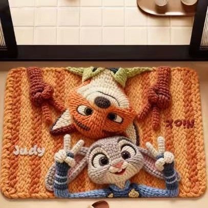 Cartoon Character Plush Mat for Interiors