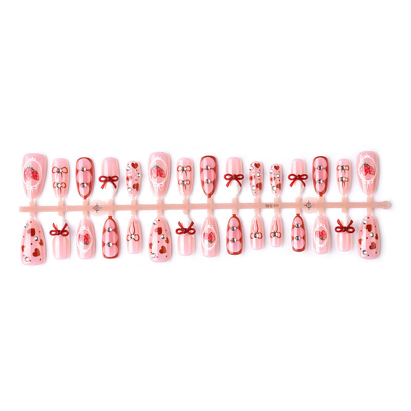 Cute Strawberry-Themed Press-On Nail Art Set Kalsten