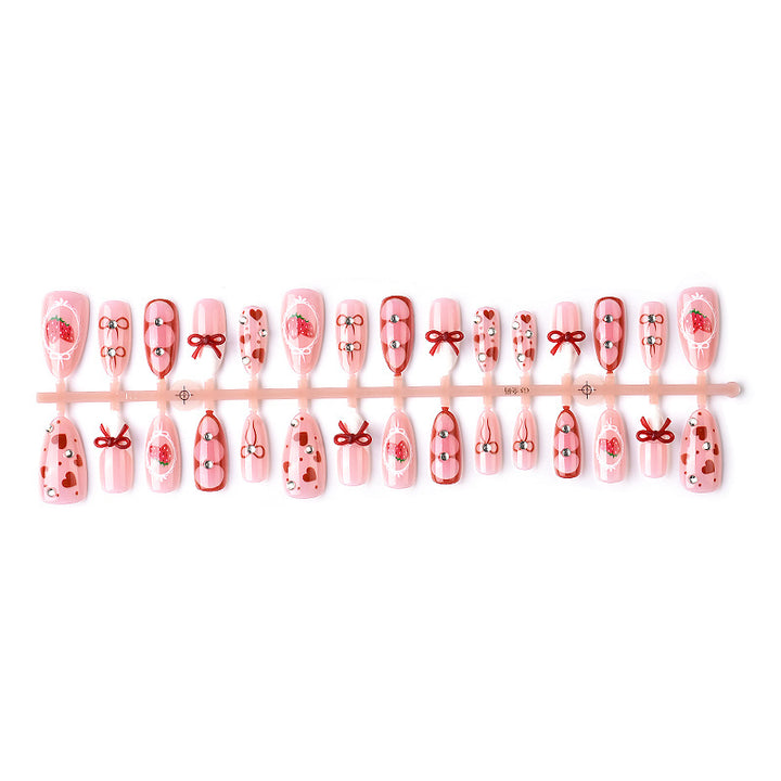 Cute Strawberry-Themed Press-On Nail Art Set Kalsten