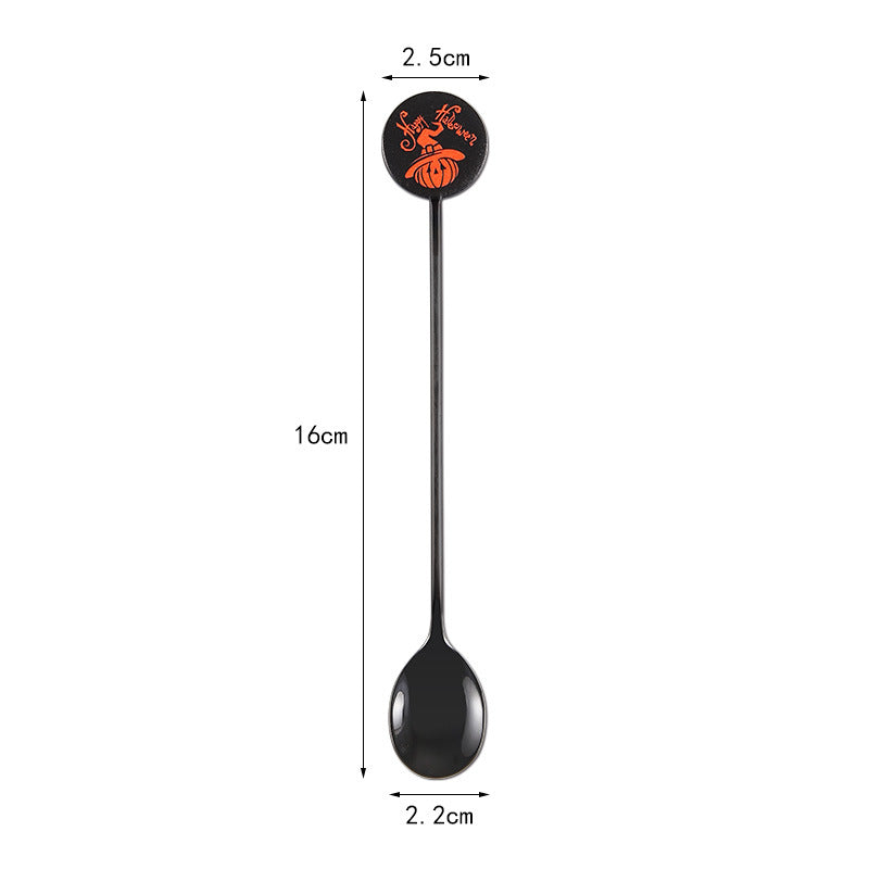 Long Bar Spoon Cocktail Stirring Spoon made of Stainless Steel with Halloween Ghost Design