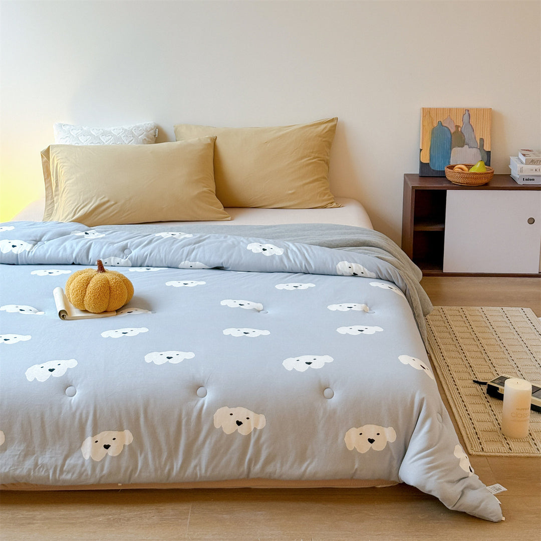 Padded futon mattress topper with cute cat pattern