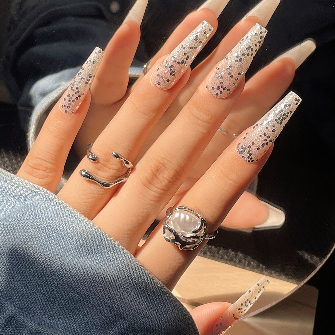 Decorative Glittery Long Press-On Nails Kalsten
