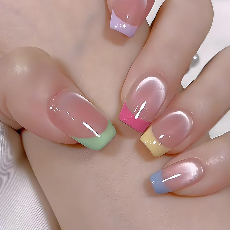 Acrylic nail set with colorful French tips Kalsten