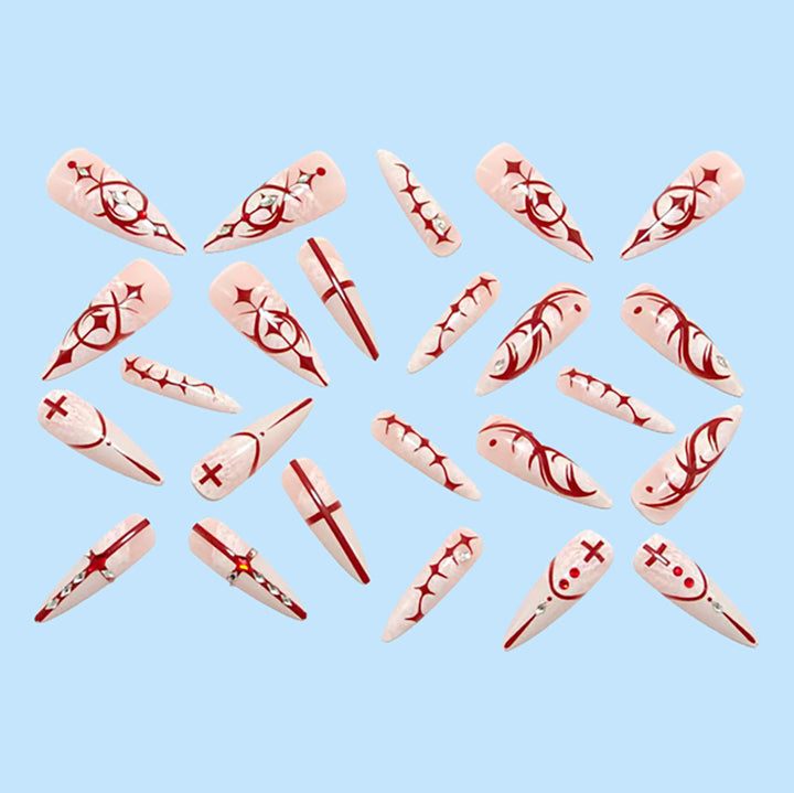 Artificial nails with elegant 3D applications and filigree design Kalsten