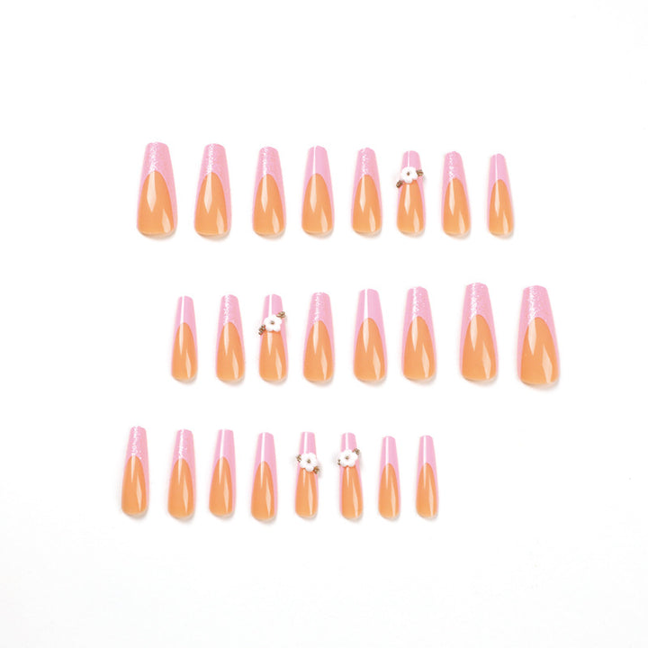 Glittering nail extensions with floral design Kalsten