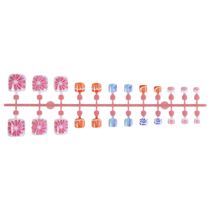 Artificial nail set with colorful flower and fruit designs Kalsten