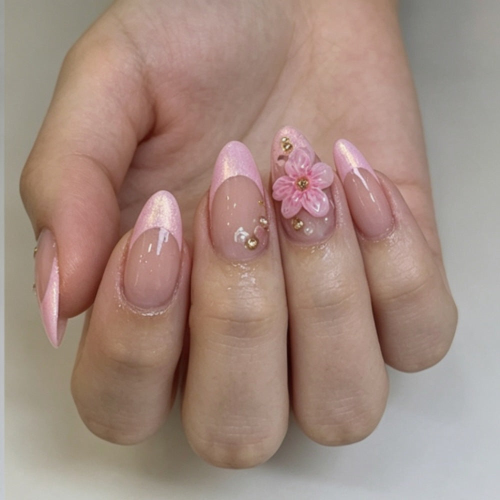 Floral Embellished Stiletto Press-On Nail Set
