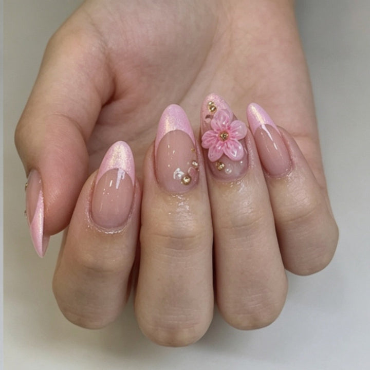 Floral Embellished Stiletto Press-On Nail Set