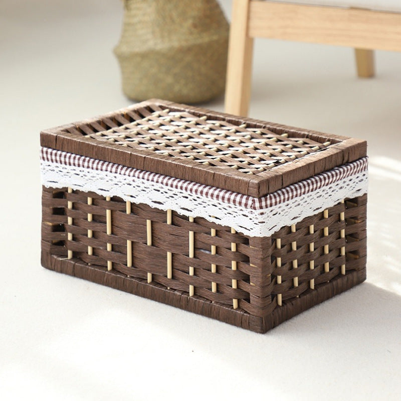 Rustic toy basket with checked pattern Kalsten