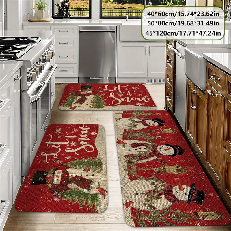 Festive Holiday-Themed Kitchen Mat Set