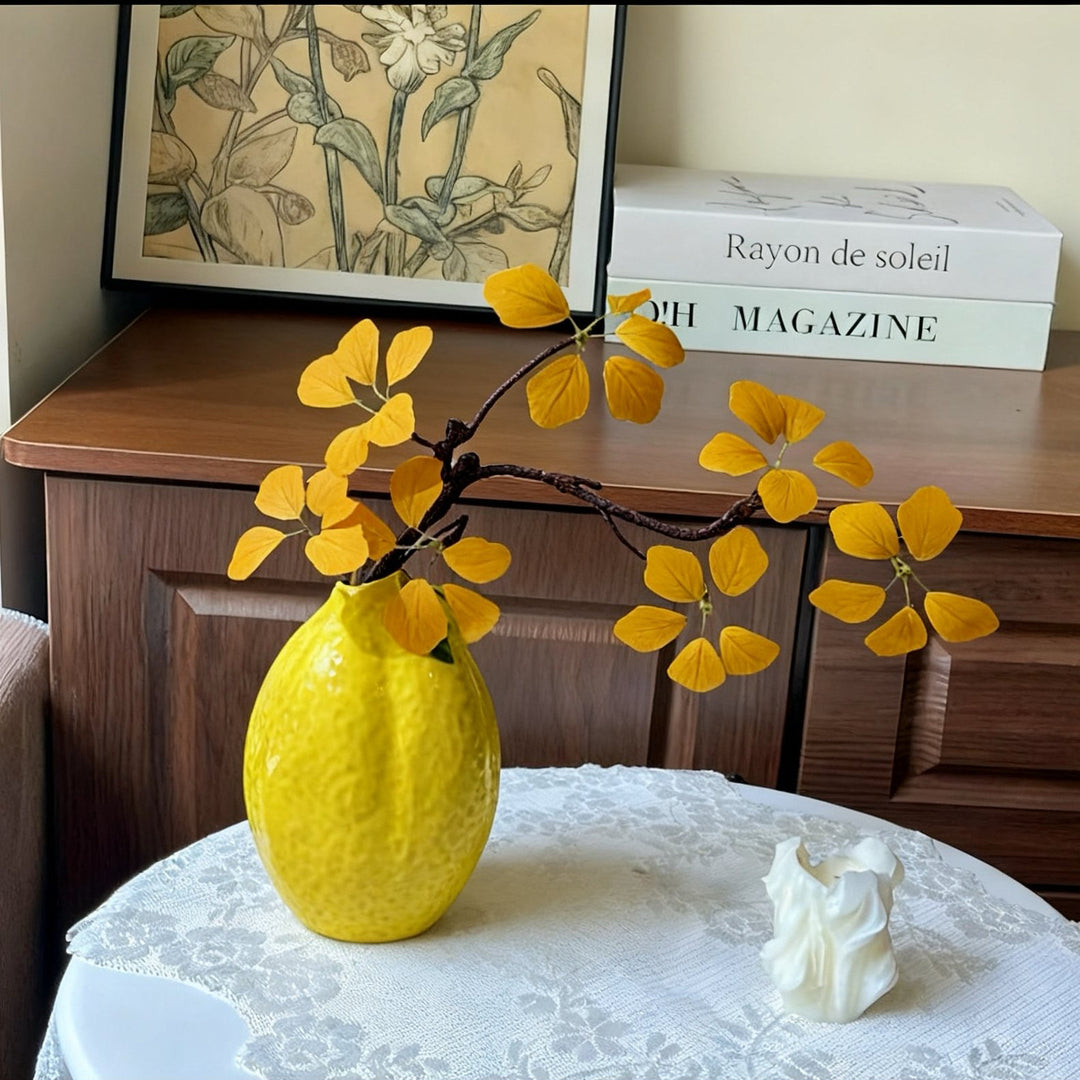 Decorative Lemon-Shaped Ceramic Vase for Home Decor