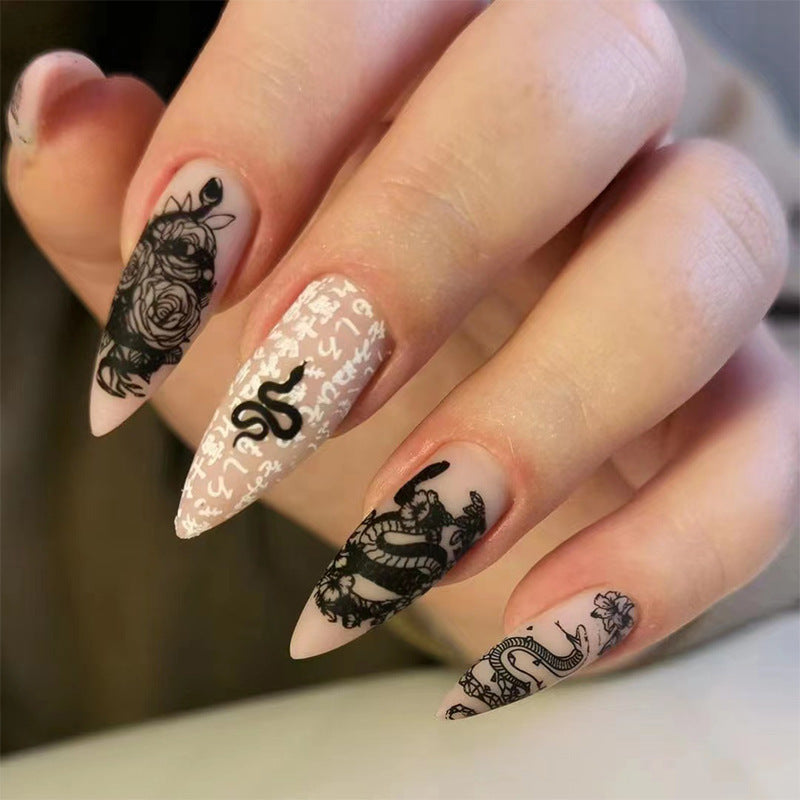 Artificial Nail Set with Glamorous Marbled Design Kalsten