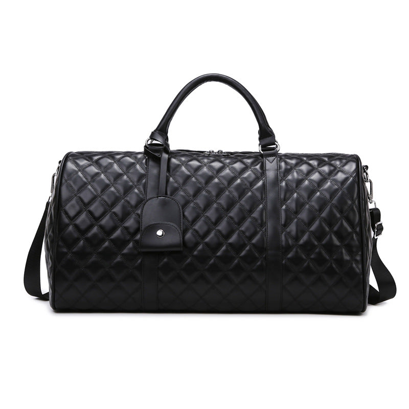 Quilted Leather Travel Duffle Bag