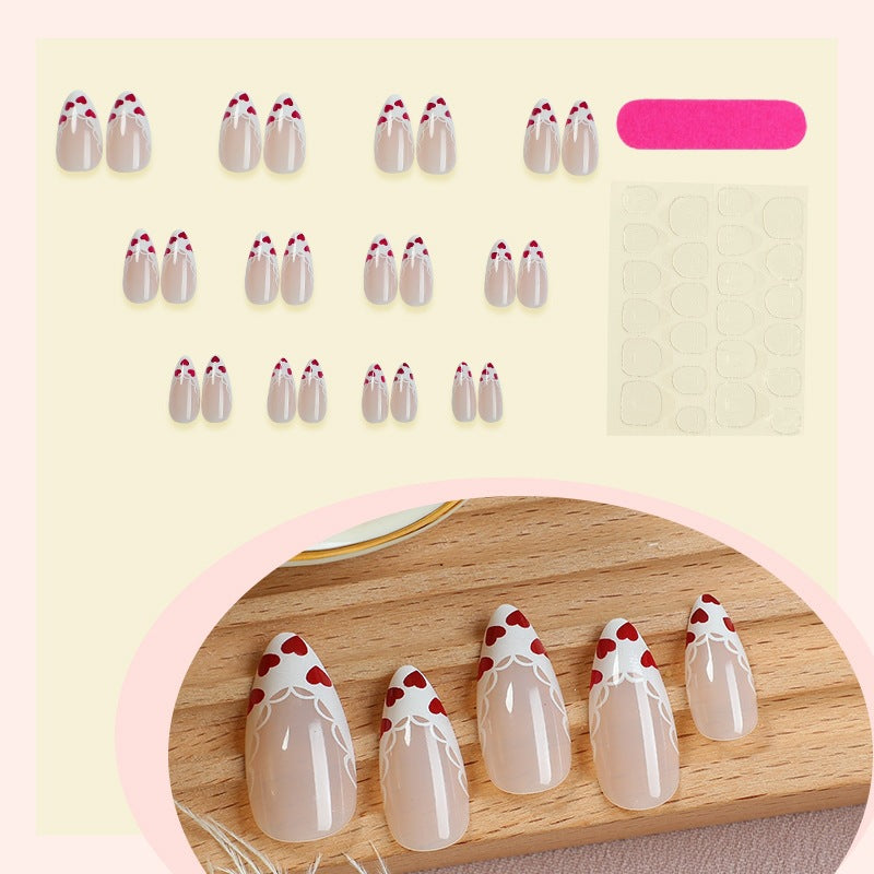 Artificial nail set with stylish flower and lace embellishments Kalsten