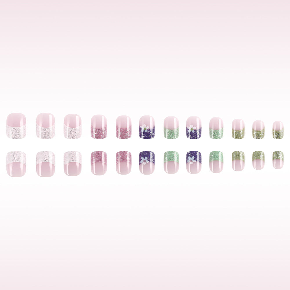 Glittery Pastel Floral Press-On Nails Kalsten