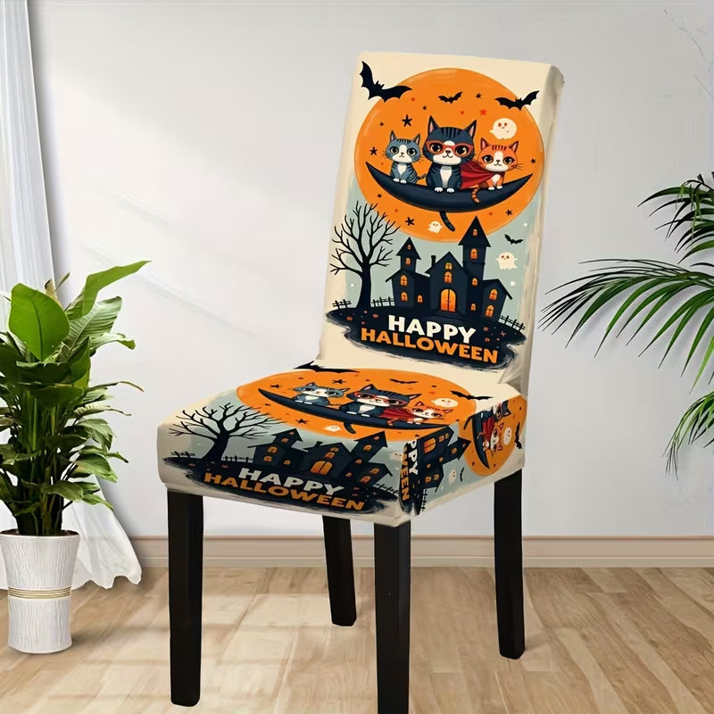 Premium Stretch Chair Cover for Dining Chairs with Victorian Skeleton and Rose Print
