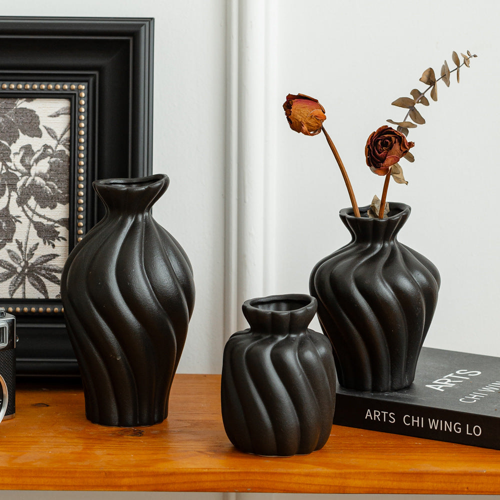 Wave-Designed Decorative Ceramic Vases