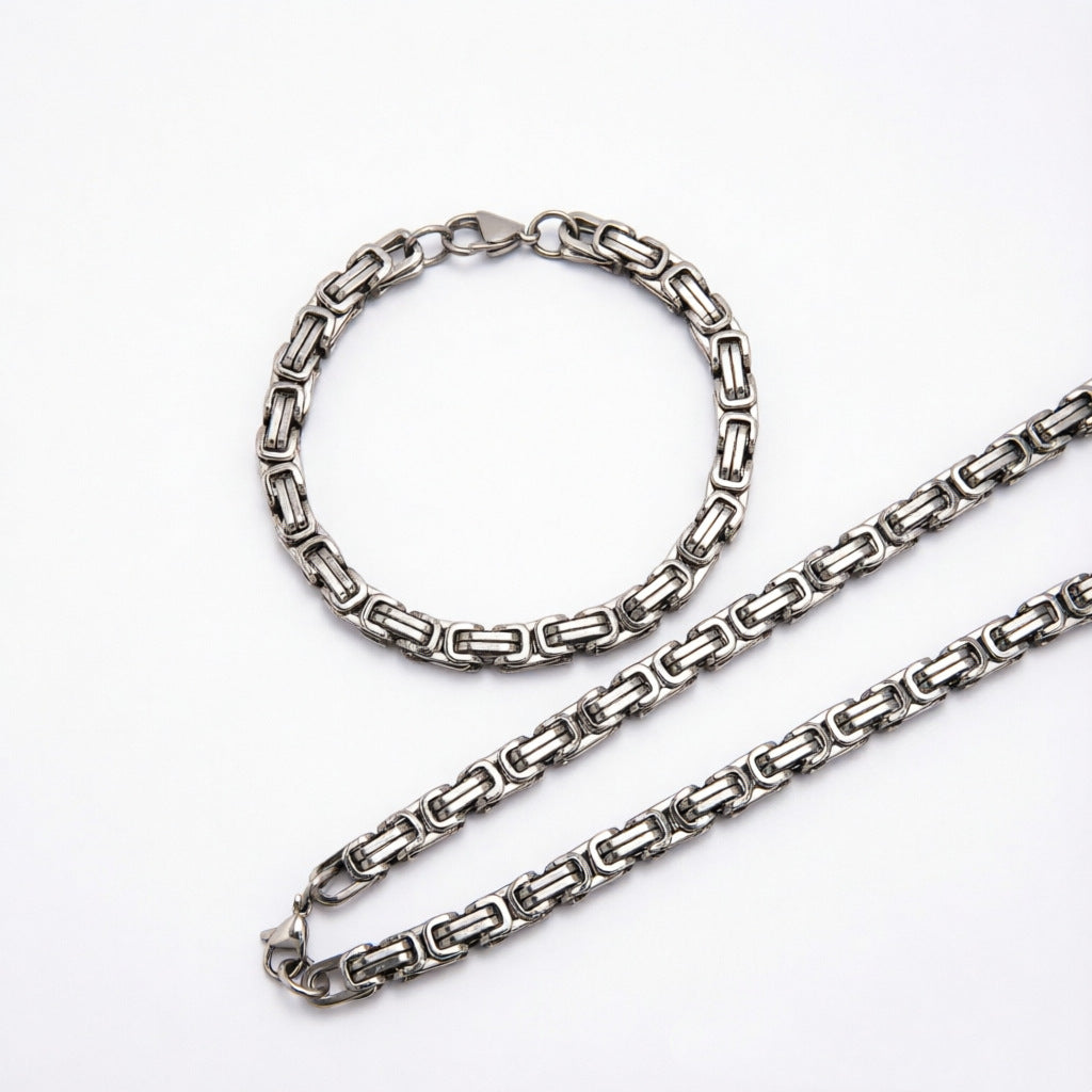 Elegant Interlocking Chain Necklace and Bracelet Set Kalsten