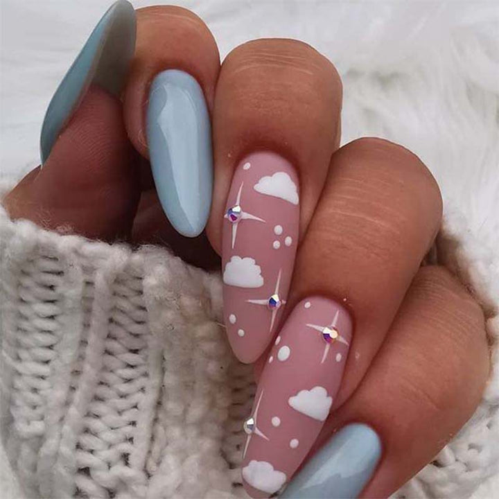 Artistic Cloud-Themed Press-On Nail Set
