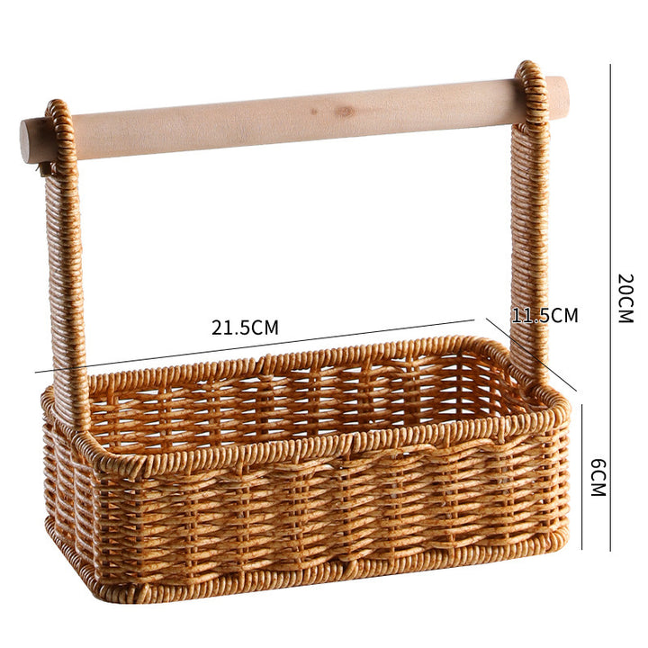 Unisex Modern Storage Basket with Stylish Wood Handle Kalsten
