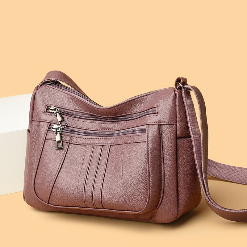 Functional Faux Leather Shoulder Bag