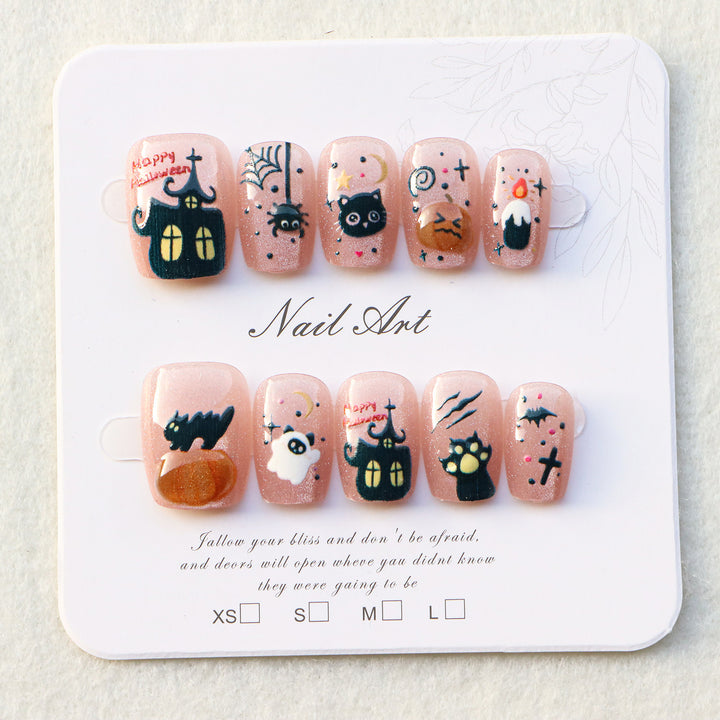 Creative Halloween-Themed Press-On Nail Art Set Kalsten