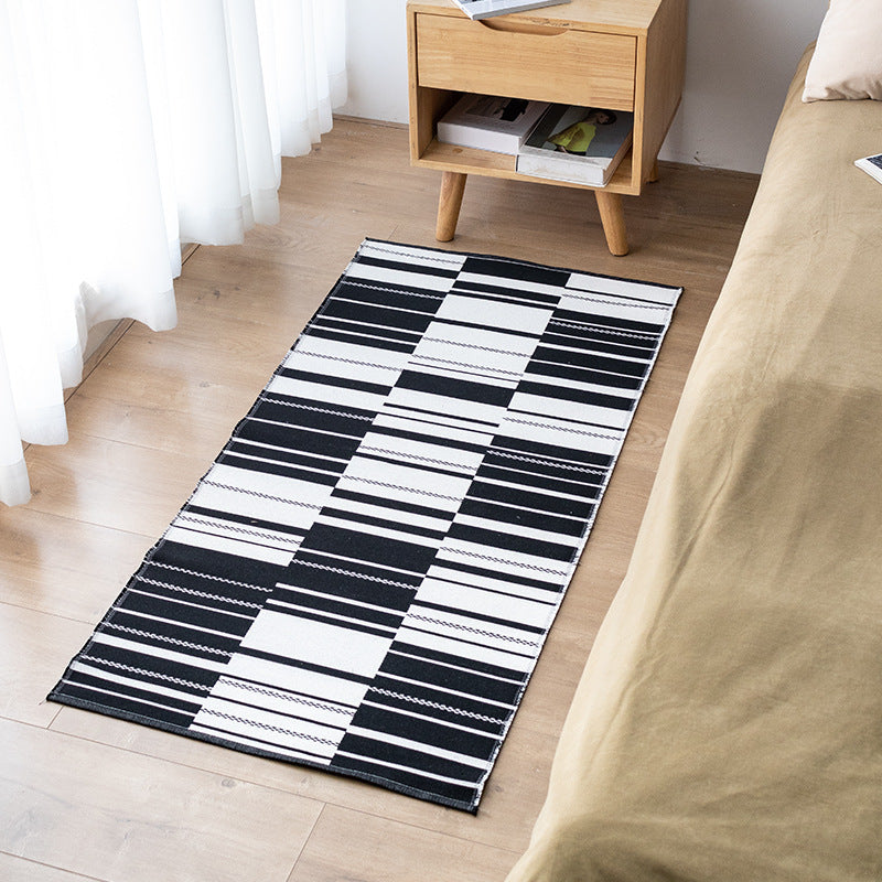 Flat-woven geometric runner for bedroom and hallway