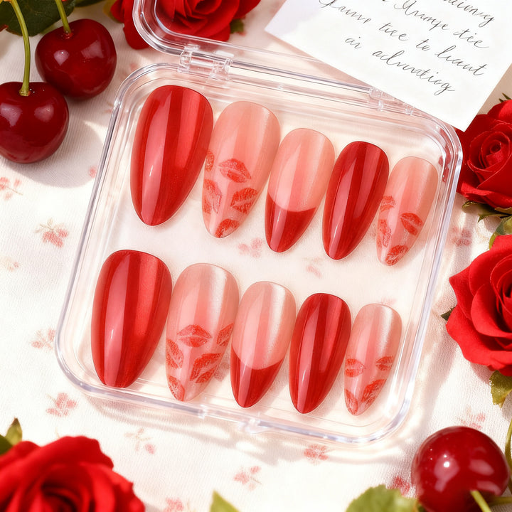 Artistic Kiss Print Press-On Nail Set