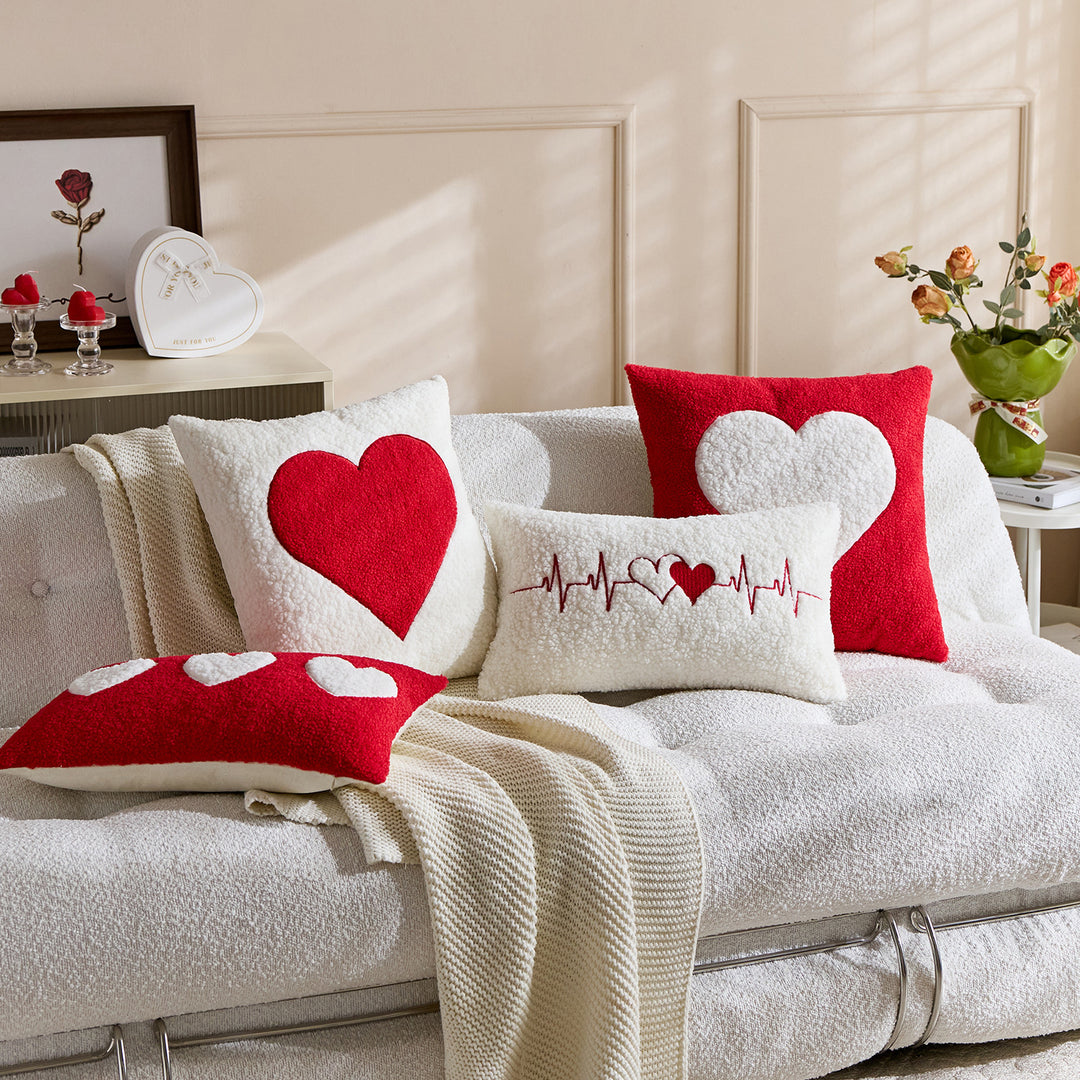 Sherpa Heart Bouclé Texture Decorative Throw Pillow Cover