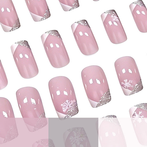 Elegant Snowflake French Tip Nail Art Kalsten