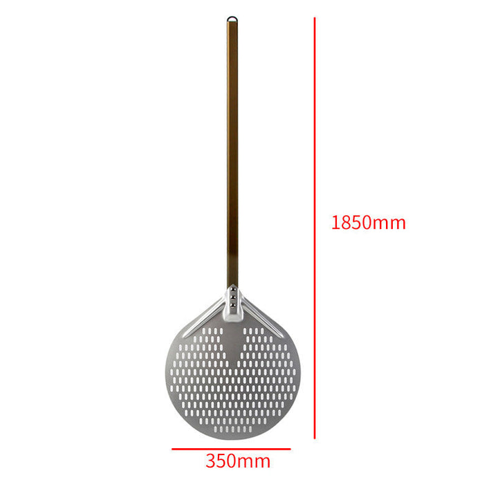 long wooden handled round aluminum pizza peel with reinforced neck Kalsten