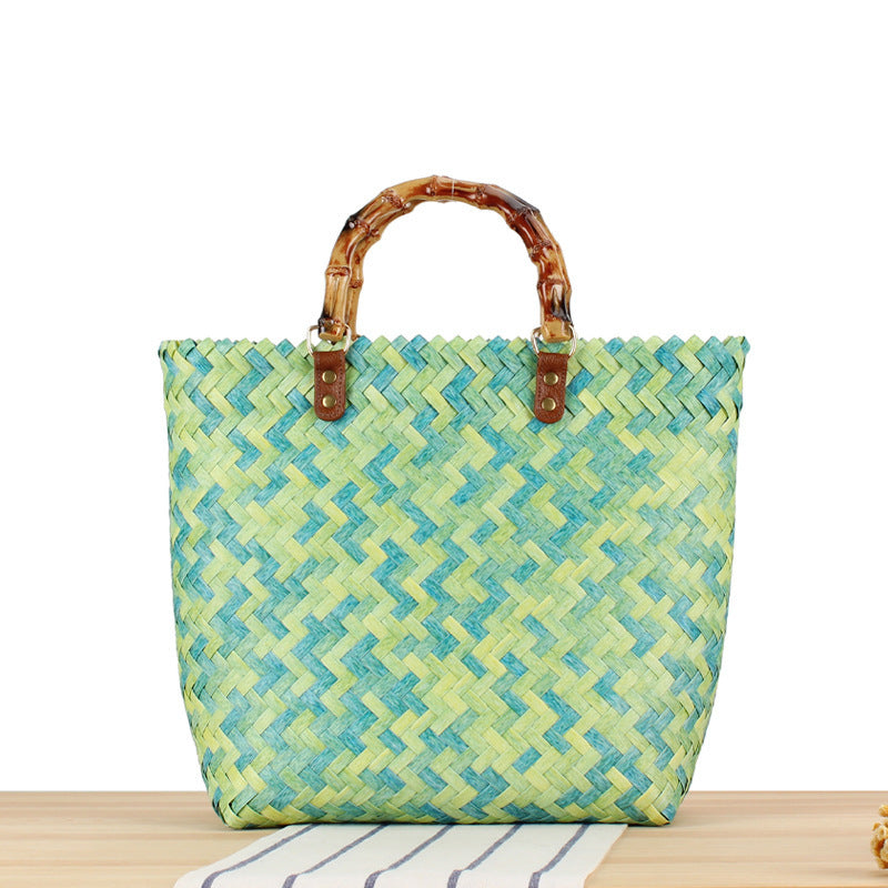 Handbag Made of High-Quality Woven Material with Bamboo Handles Kalsten