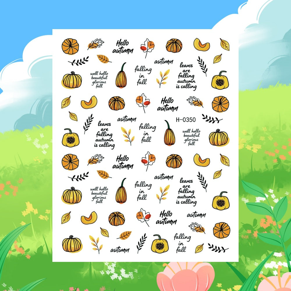 Autumn-Themed Nail Art Sticker Sheet
