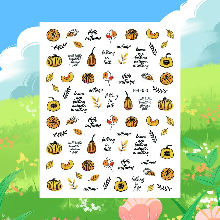 Autumn-Themed Nail Art Sticker Sheet